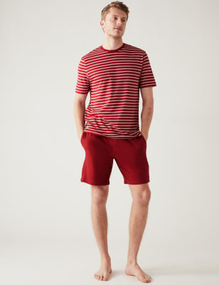 

Mens M&S Collection Pure Cotton Striped Pyjama Set - Red Mix, Red Mix