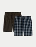Pack de 2 pantalones cortos de pijama 100% algodón de cuadros