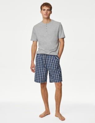 Mens checked pyjama shorts new arrivals