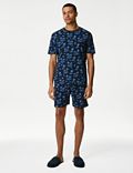 Pijama 100% algodón con estampado tropical