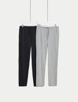 2pk Brushed Cotton Checked Pyjama Bottoms, M&S Collection