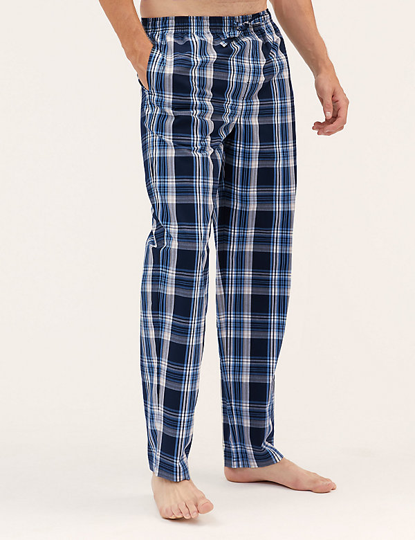 2 Pack Pure Cotton Checked Pyjama Bottoms