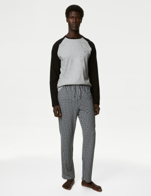 

Mens M&S Collection Pure Cotton Bear Print Pyjama Set - Grey Mix, Grey Mix