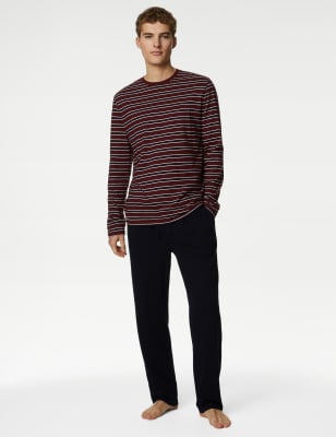 

Mens M&S Collection Gestreifter Schlafanzug aus reiner Baumwolle - Burgundy Mix, Burgundy Mix