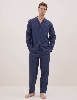 

Mens Autograph Premium Cotton Geo Print Pyjama Set - Navy, Navy