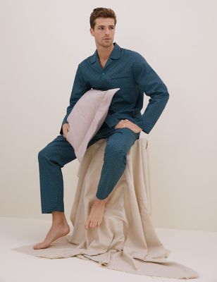 

Mens Autograph Premium Cotton Geo Print Pyjama Set - Evergreen, Evergreen