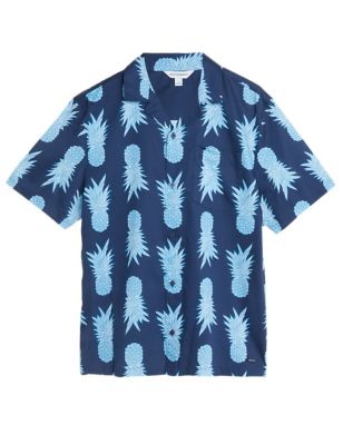 

Mens Autograph Cotton Rich Pineapple Print Pyjama Top - Navy Mix, Navy Mix