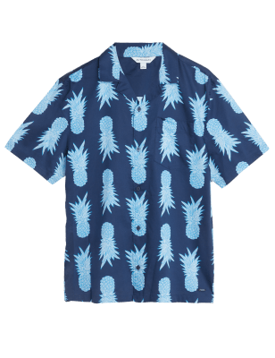 

Mens Autograph Cotton Rich Pineapple Print Pyjama Top - Navy Mix, Navy Mix