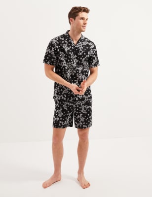 

Mens Autograph Cotton Rich Printed Pyjama Top - Black Mix, Black Mix