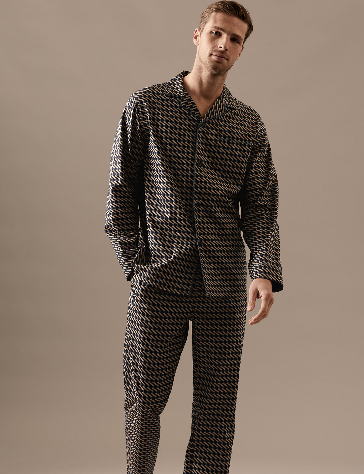 Premium Cotton Rich Geo Print Pyjama Top
