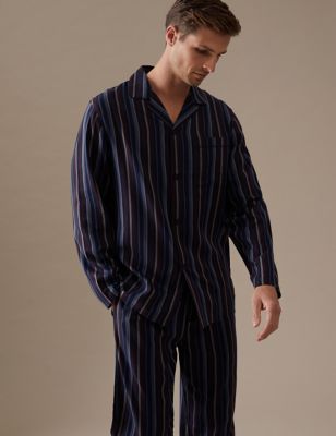 

Mens Autograph Cotton Blend Striped Pyjama Set - Multi, Multi