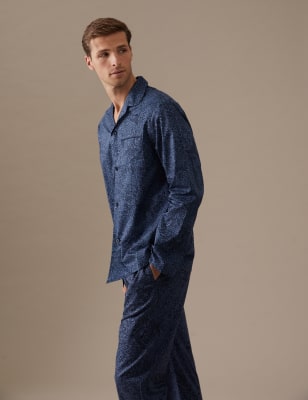 

Mens Autograph Cotton Rich Bird Print Pyjama Set - Blue Mix, Blue Mix