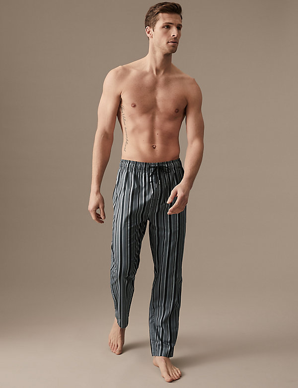 Cotton Rich Striped Pyjama Bottoms - PE