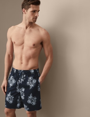 

Mens Autograph - Kurze Schlafanzughose mit Blumenmuster - Navy Mix, Navy Mix