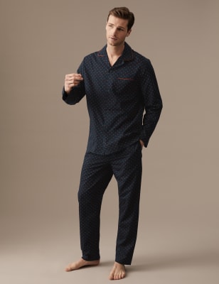 

Mens Autograph Cotton Rich Polka Dot Pyjama Set - Navy Mix, Navy Mix