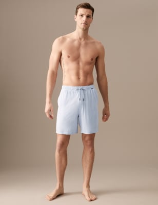 

Mens Autograph Cotton Blend Pyjama Shorts - Blue Marl, Blue Marl