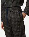 Bas de pyjama en coton à motif géométrique