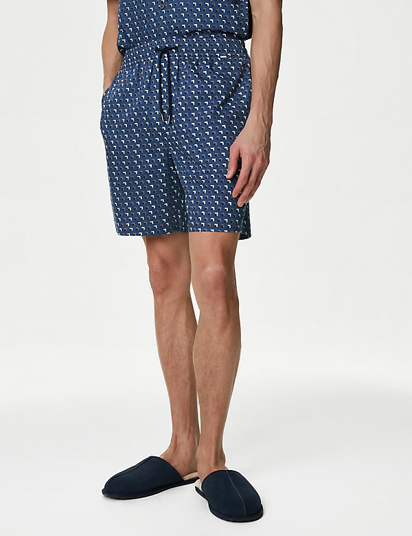 Cotton Rich Geometric Pyjama Shorts - HR