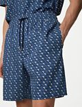 Pantalón corto de pijama de algodón con diseño geométrico
