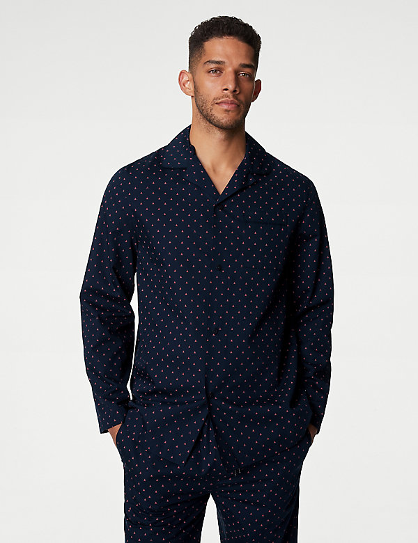 Pyžamový top s&nbsp;vysokým podílem bavlny Supima® a&nbsp;geometrickým vzorem - CZ