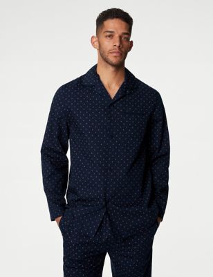 Autograph Mens Supima® Cotton Rich Geometric Pyjama Top - L - Navy Mix, Navy Mix
