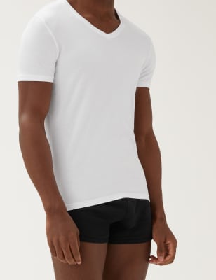 

Mens Autograph T-Shirt mit V-Ausschnitt aus Supima®-Baumwollgemisch - White, White