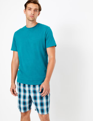 Pyjashort en coton &agrave; carreaux