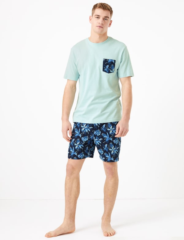 Pure Cotton Leaf Print Pyjama Set