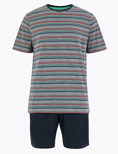 Pure Cotton Striped Pyjama Short set