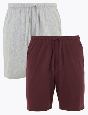  Lot de 2 shorts de pyjama en jersey 100 % coton - Burgundy Mix