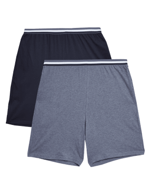 

Mens M&S Collection 2er-Pack Schlafanzughosen aus reiner Baumwolle - Blue Mix, Blue Mix