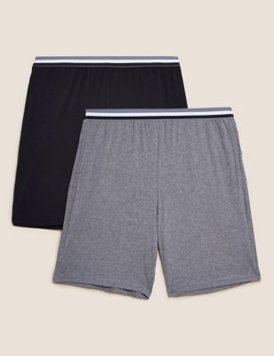 

Mens M&S Collection 2 Pack Pure Cotton Pyjama Shorts - Grey Mix, Grey Mix