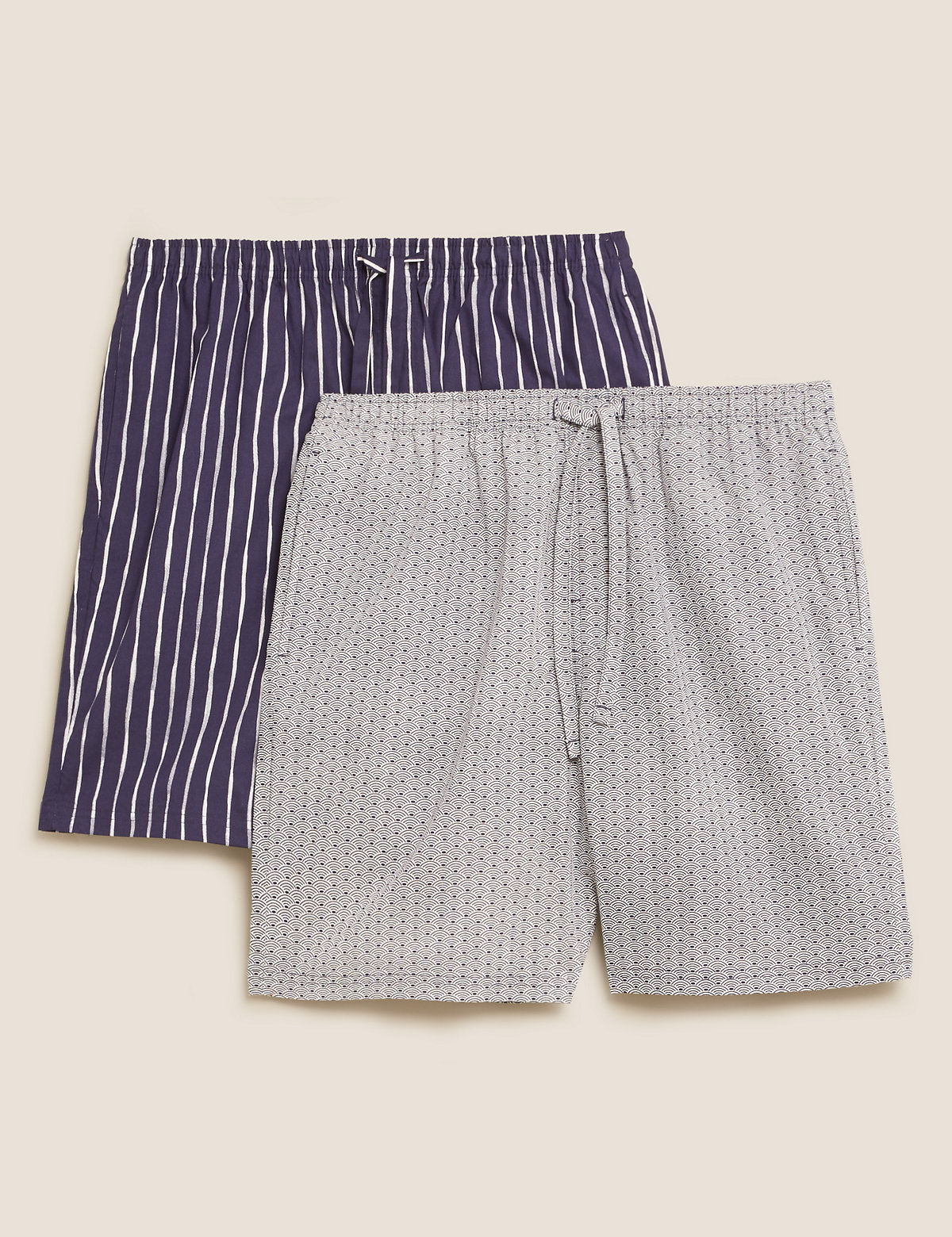 2 Pack Pure Cotton Printed Pyjama Shorts