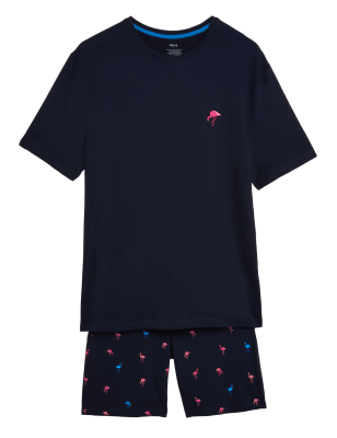 

M&S Collection Pijama 100% algodón con estampado de flamencosMens - Navy Mix, Navy Mix