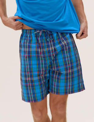 

Mens M&S Collection Pure Cotton Checked Pyjama Set - Blue Mix, Blue Mix