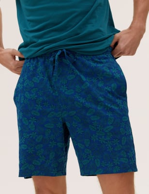 

Mens M&S Collection Schlafanzugset mit Blattmuster aus reiner Baumwolle - Green Mix, Green Mix