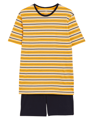 

Mens M&S Collection Gestreifter Schlafanzug aus reiner Baumwolle - Yellow Mix, Yellow Mix