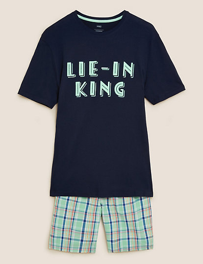 Pure Cotton Lie-In King Slogan Pyjama Set