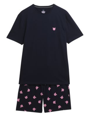 

Mens M&S Collection Men's Pure Cotton Percy Pig™ Pyjama Set - Dark Navy Mix, Dark Navy Mix