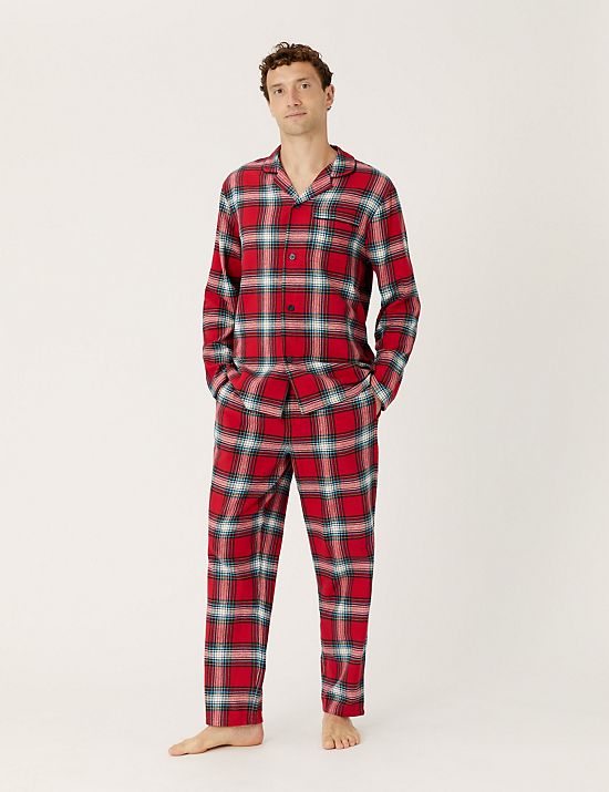 Mens Pyjamas Geometric Print Long-sleeved Pajamas for Men Sleepwear Two Pieces Thin Pyjama Set 