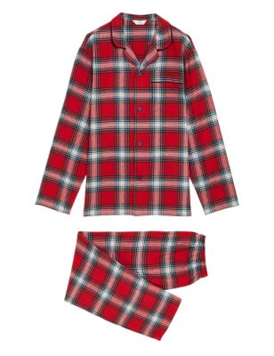 M&S Mens Checked Family Christmas Pyjama Set - Red Mix, Red Mix