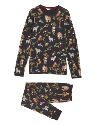 

M&S Collection Pijama navideño familiar con estampado animal para hombreMens - Charcoal Mix, Charcoal Mix