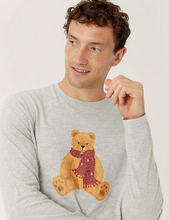 Pijama navideño familiar del oso Spencer para hombre