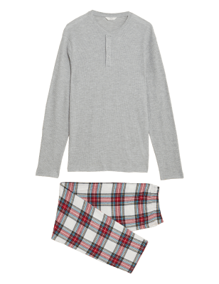 

Mens M&S Collection Men's Checked Family Christmas Pyjama Set - Ivory Mix, Ivory Mix