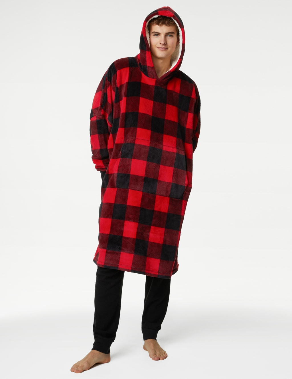 Men's Longer Length Checked Christmas Oversized Hoodie image 5