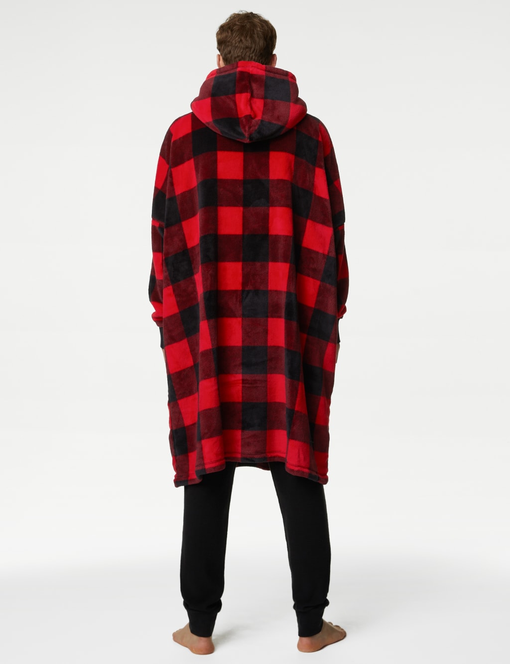 Men's Longer Length Checked Christmas Oversized Hoodie image 6