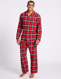 Mens Pyjamas | Brushed Cotton & Cashmere Pyjamas | M&S IE