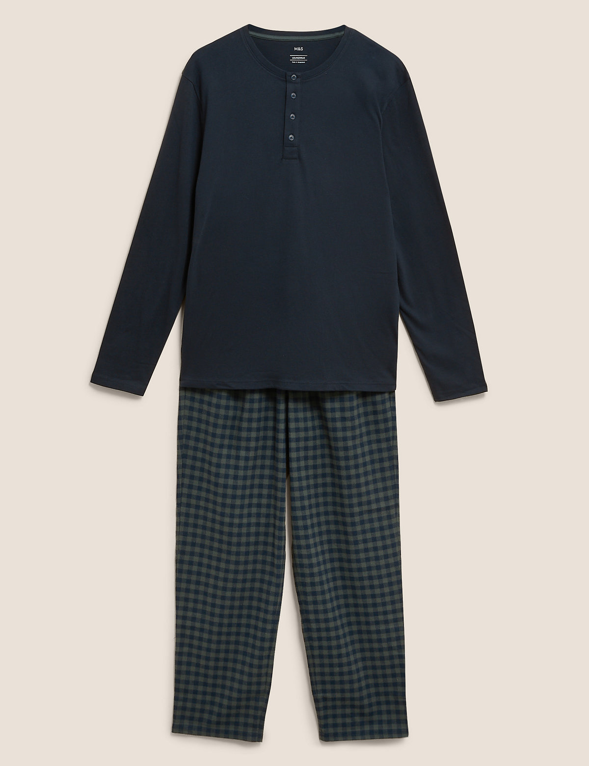 Pure Cotton Henley Neck Pyjama Set