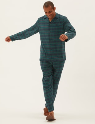 

Mens M&S Collection Brushed Cotton Checked Pyjama Set - Green Mix, Green Mix