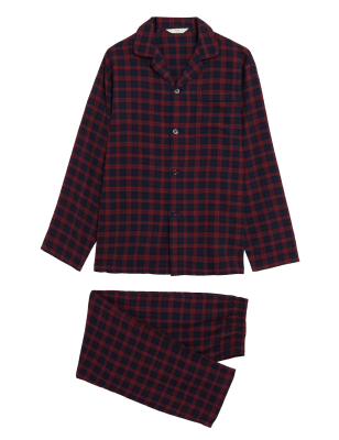 

Mens M&S Collection Brushed Cotton Checked Pyjama Set - Red Mix, Red Mix